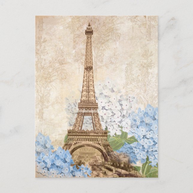 Postal Paris Vintage Blue Hydrangea Postcard (Anverso)