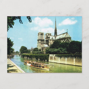 Postal París Vintage, Notre Dame, Bateau Mouche