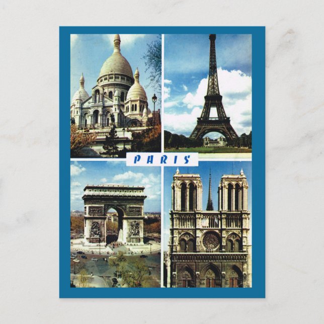 Postal París vintage, París Multiview (Anverso)