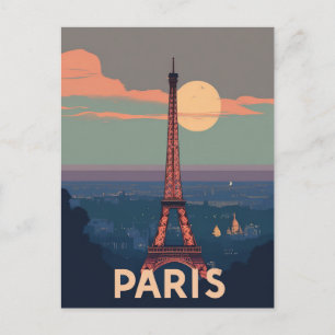 Postal París Vintage Viajes Torre Eiffel Retro