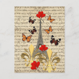 Postal París vintage y mariposas