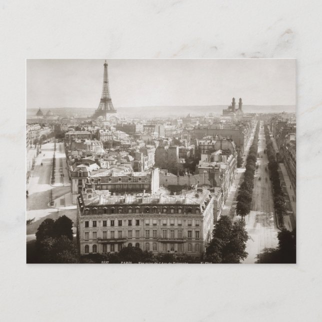 Postal París: Vista aérea, 1900 (Anverso)