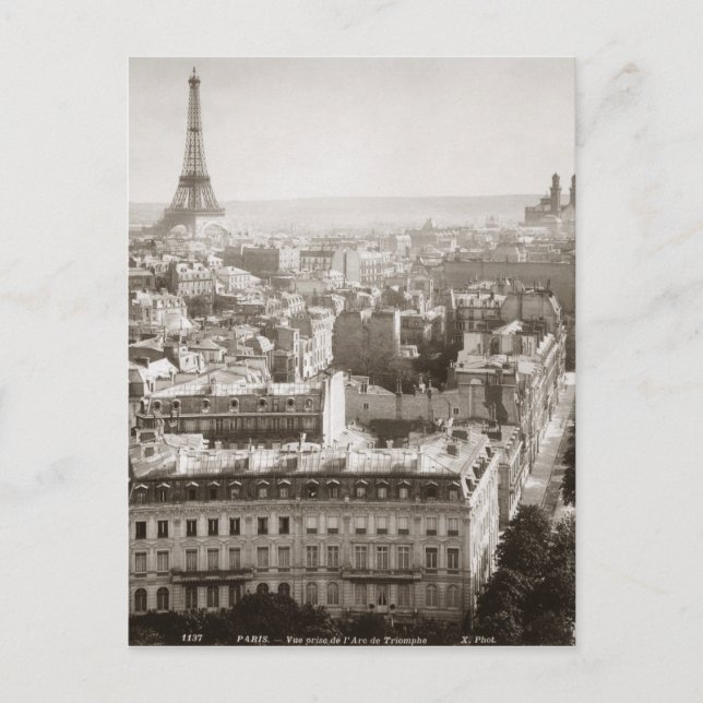 Postal París: Vista aérea, 1900 (Anverso)