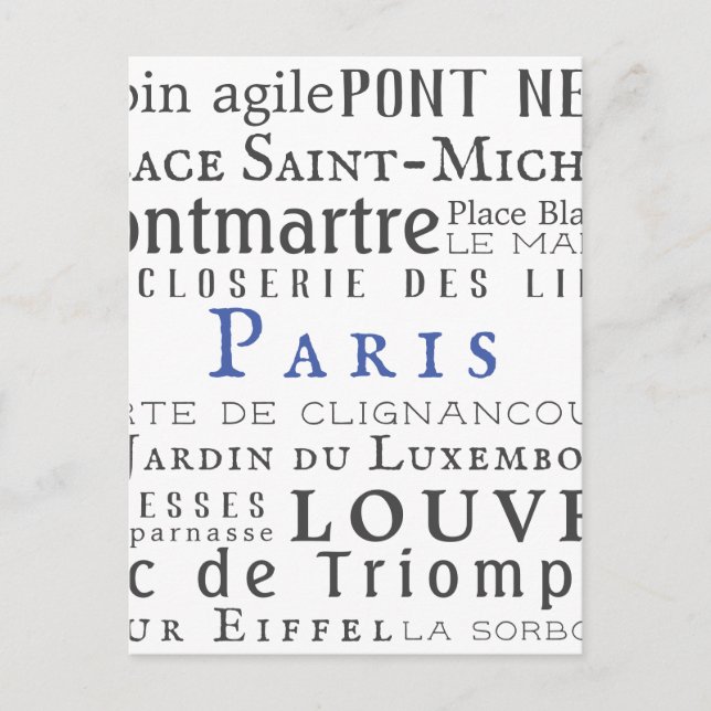 Postal París y sus puntos de referencia (Anverso)