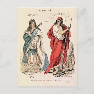 Postal París y Versalles mirándose entre ellos, 1871