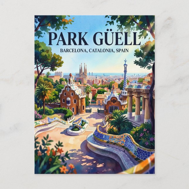 Postal Park Güell, Barcelona, Cataluña, España España (Anverso)