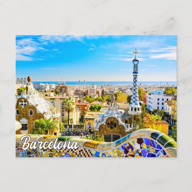 Postal Park Guell, Barcelona, España (Anverso)