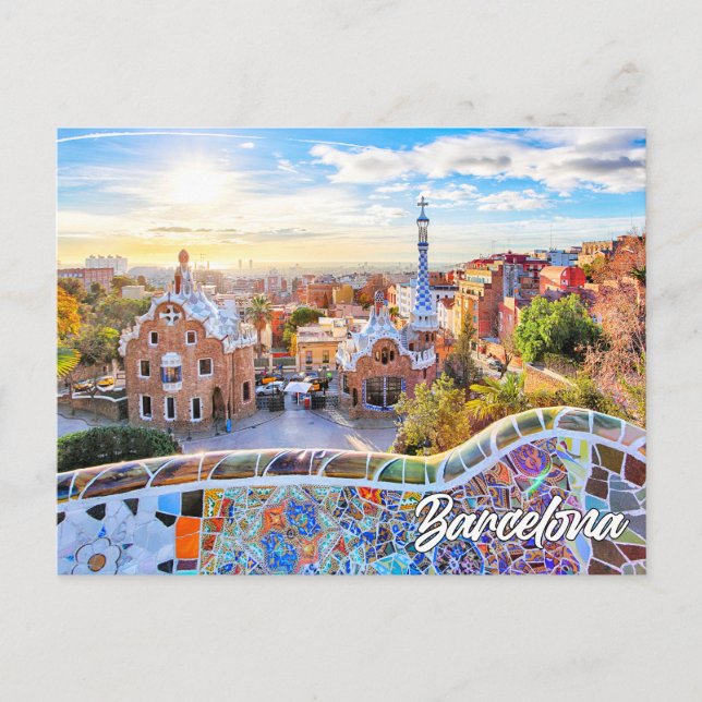 Postal Park Guell, Barcelona, España (Anverso)