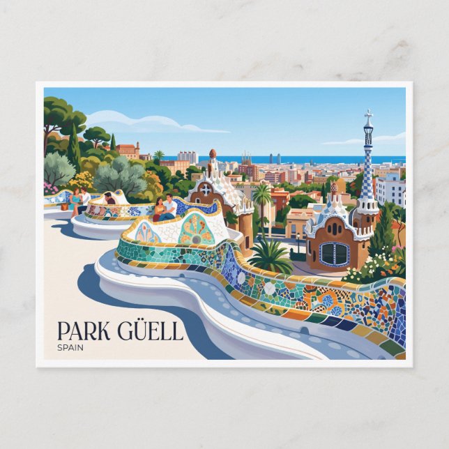 Postal Park Güell Barcelona España (Anverso)