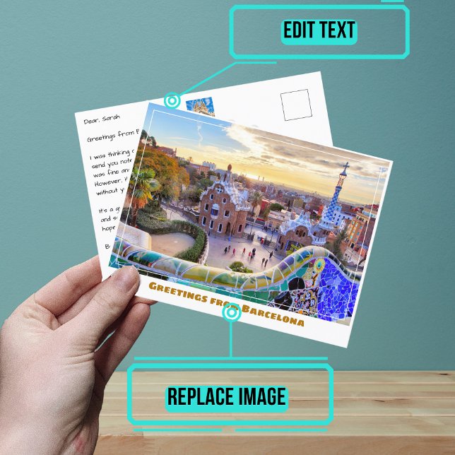 Postal Park Guell Barcelona España Moderno (When you are looking to share your experiences, sending a postcard is a sweet gesture.)