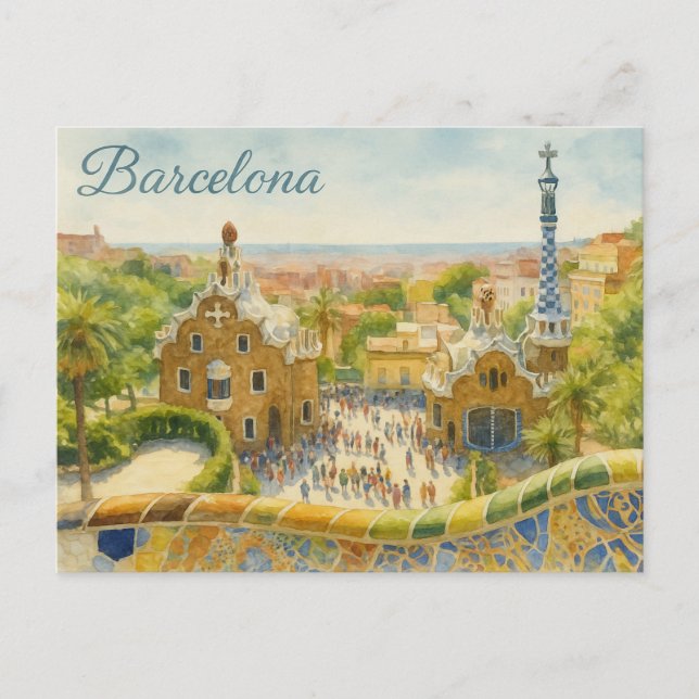 Postal Park Güell en Barcelona (Anverso)