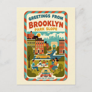 Postal Park Slope Brooklyn NY Retro Viajes 1950s