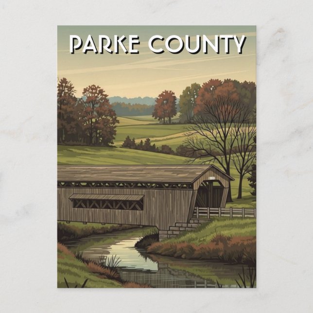 Postal Parked County Indiana Covered Bridge (Anverso)
