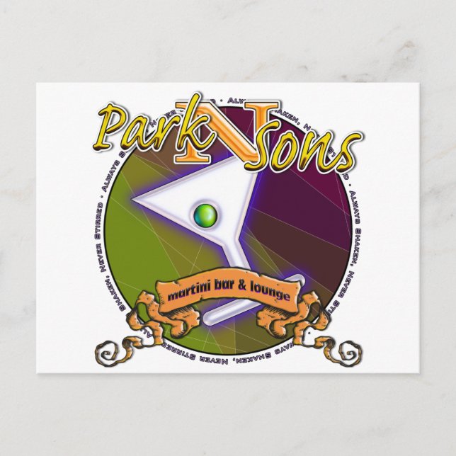 Postal Parkinsons Martini Bar Circle siempre sacudido (Anverso)