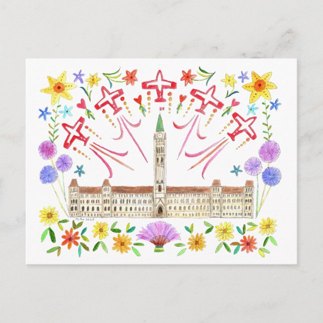 Postal Parlamento canadiense: Aves de nieve en el Día de  (Anverso)