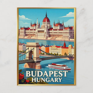 Postal Parlamento de Budapest río Danubio ciudad
