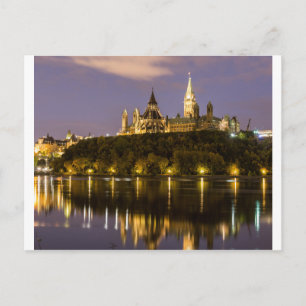 Postal Parlamento de Ottawa de noche