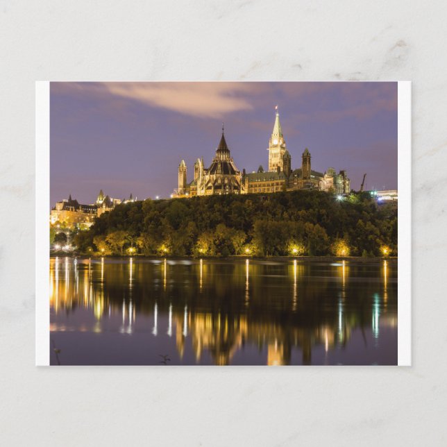 Postal Parlamento de Ottawa de noche (Anverso)