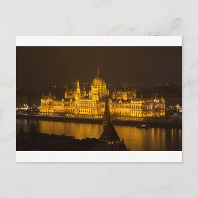 Postal Parlamento húngaro Budapest por noche (Anverso)