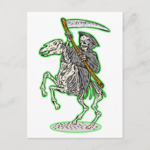 Postal paro en caballo con scythe