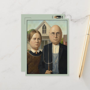 Postal Parodia de American Gothic Eggheads