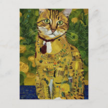 parodia de gato lindo dorado de Gustav Klimt, arte