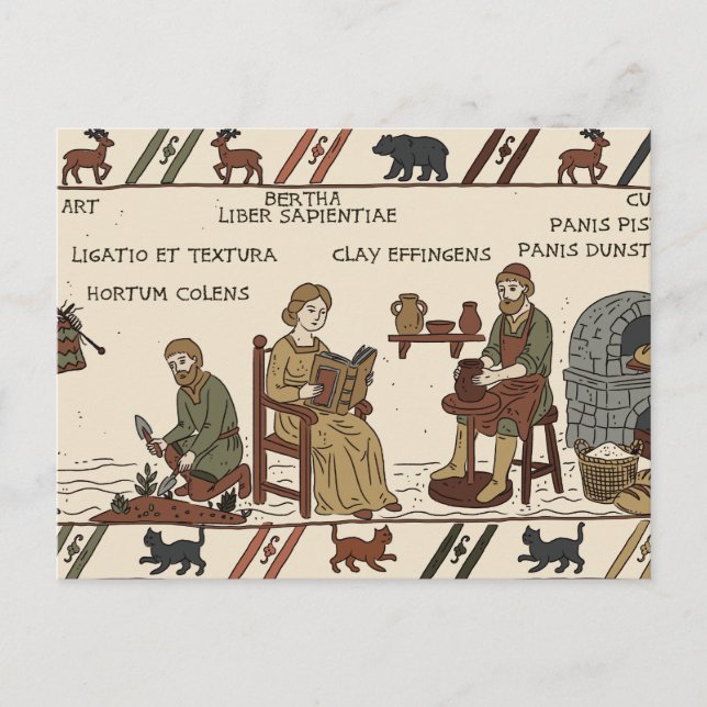 Postal parodia de la tapicería de bayeux (Anverso)