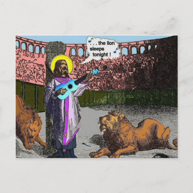 Postal Parodia de Ukulele: Adén de leones (Anverso)