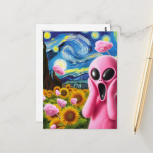 Postal Parodia de un Bella Artes rosado