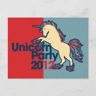 Postal Parodia política Fiesta de Unicornio