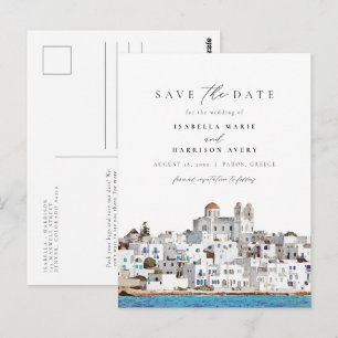 Postal Paros acuáticos Grecia Skyline Save the Date