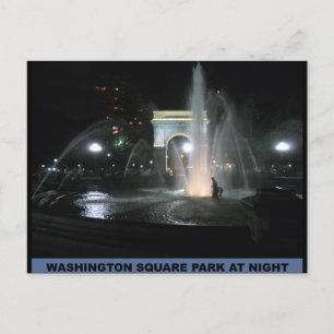 Postal Parque cuadrado de Washington en la noche, NYC