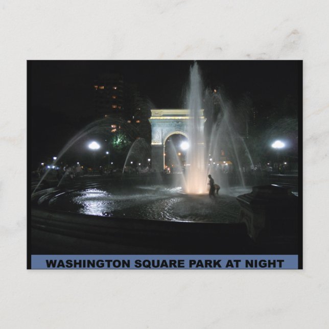 Postal Parque cuadrado de Washington en la noche, NYC (Anverso)
