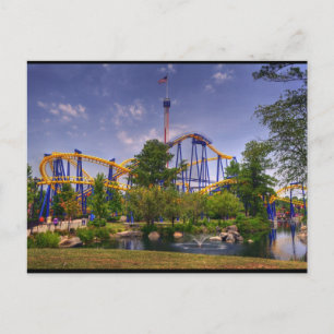 Postal parque de atracciones de montaña rusa