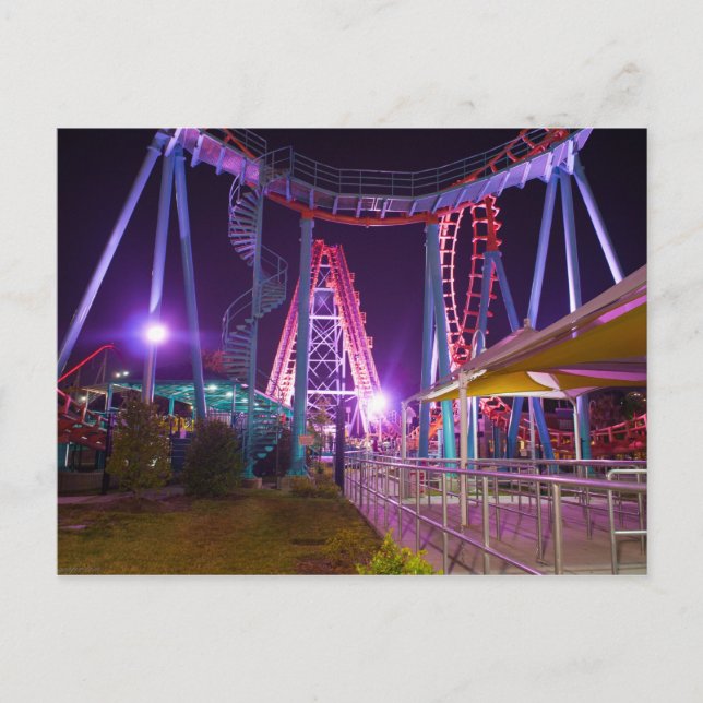 Postal parque de atracciones de montaña rusa (Anverso)