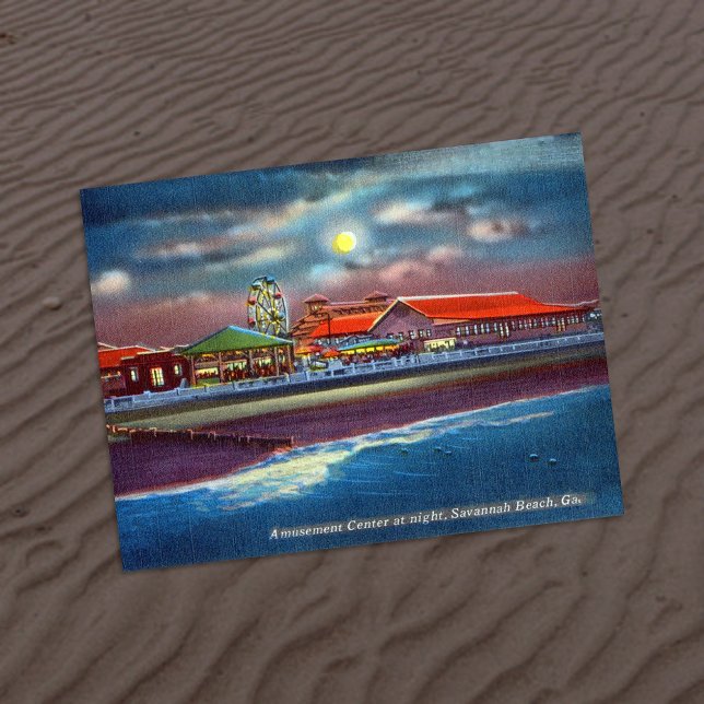 Postal Parque de atracciones Night Tybee Island Beach His (Subido por el creador)