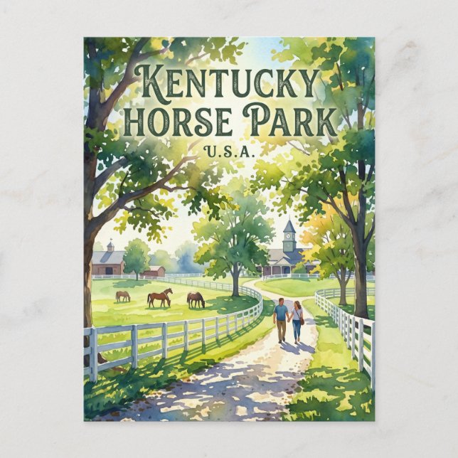 Postal Parque de Caballos de Kentucky EE. UU. (Anverso)