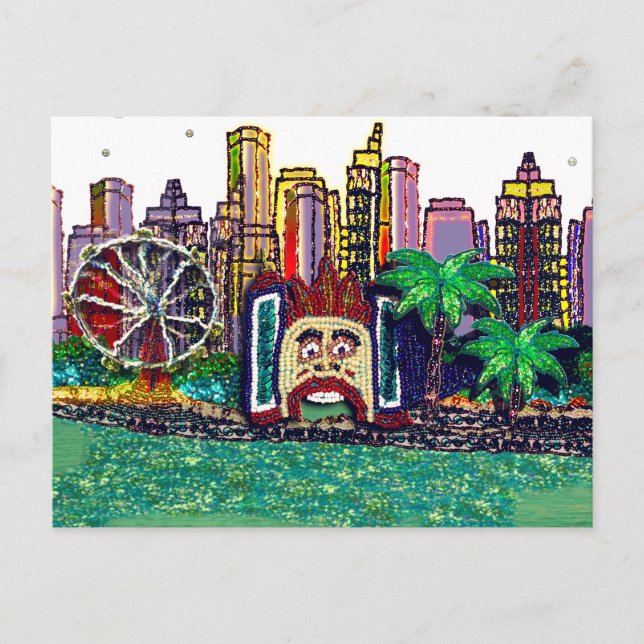 Postal Parque de diversiones Postcard Sequin Art Luna Syd (Anverso)
