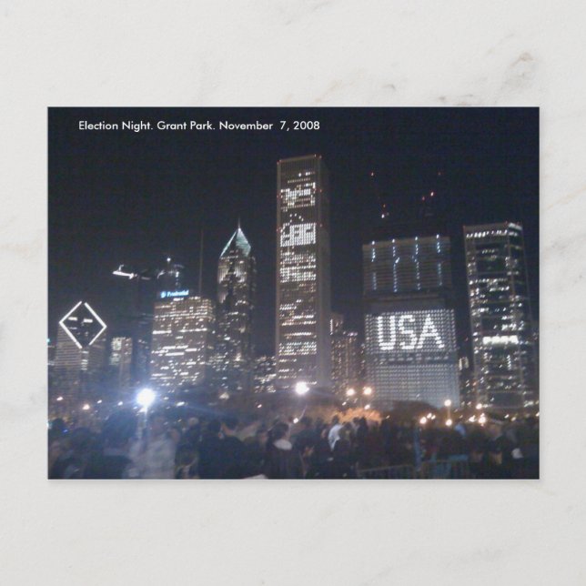 Postal Parque de Grant. Noche de la elección (Anverso)