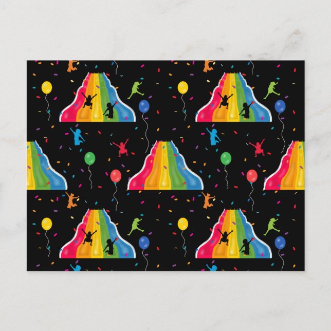 Postal Parque de juegos con tobogán interior para niños (Anverso)