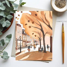 Postal Parque de la Ciudad de Otoño | Aquarela de Foliaje