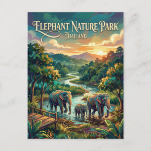 Postal Parque de la Naturaleza del Elefante Tailandia