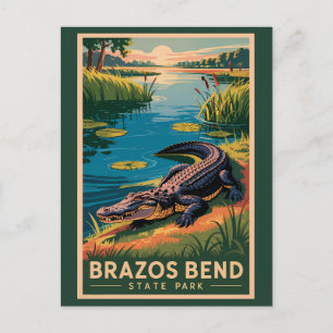 Postal Parque Estatal Brazos Bend Arte de viaje vintage