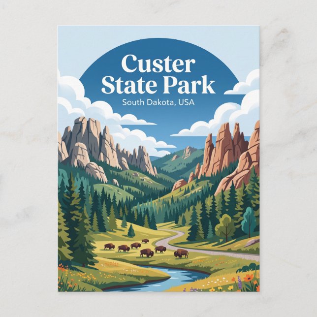 Postal Parque Estatal Custer EE. UU. (Anverso)