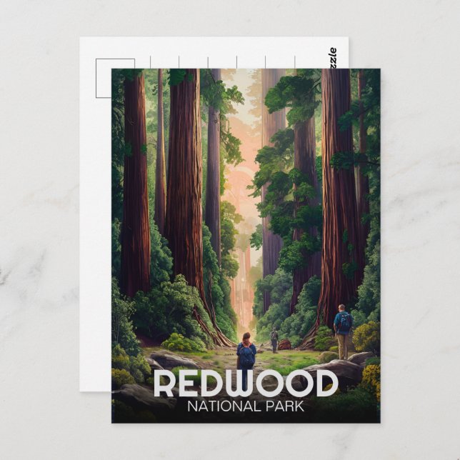 Postal Parque estatal de secuoya, Coastal California (Anverso / Reverso)