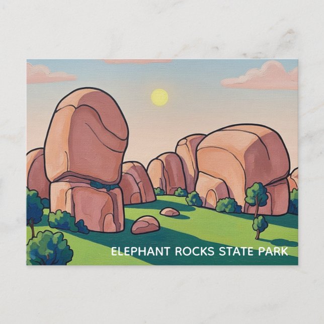 Postal Parque Estatal Elephant Rocks Missouri Viajes (Anverso)