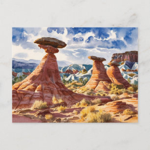 Postal Parque Estatal Goblin Valley, pintura acuarela