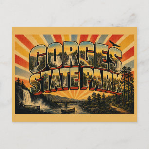 Postal Parque Estatal Gorges NC Arte de Viaje Vintage