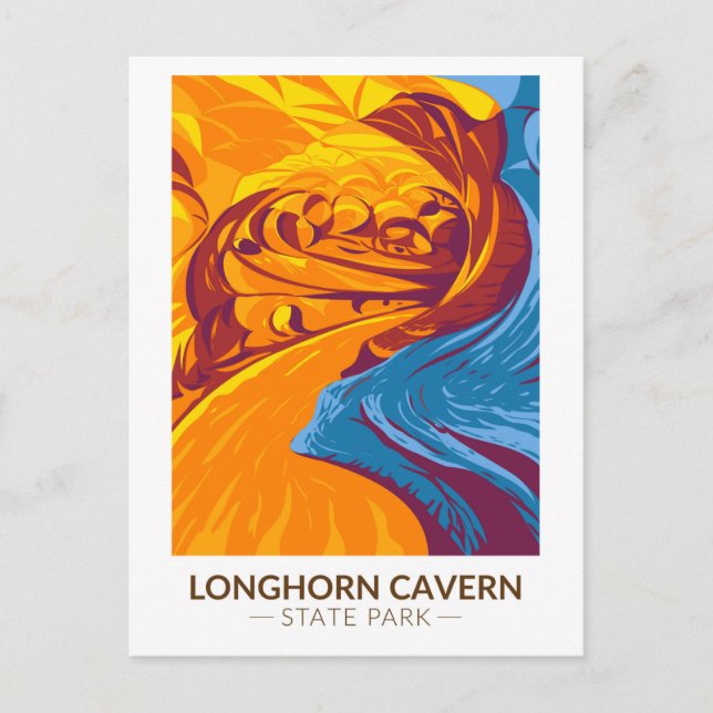 Postal Parque Estatal Longhorn Cavern Texas Vintage (Anverso)