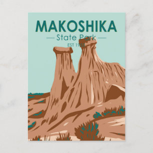 Postal Parque estatal Makoshika Montana Vintage
